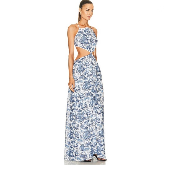 STAUD MYLA DRESS IN BLUE TOILE NWT - Picture 4 of 17